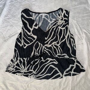 Nine West Black and White Asymmetrical Peplum Blouse